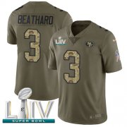 Wholesale Cheap Nike 49ers #3 C.J. Beathard Olive/Camo Super Bowl LIV 2020 Men's Stitched NFL Limited 2017 Salute To Service Jersey