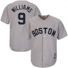 Wholesale Cheap Boston Red Sox #9 Ted Williams Majestic Big & Tall Cooperstown Cool Base Player Jersey Gray