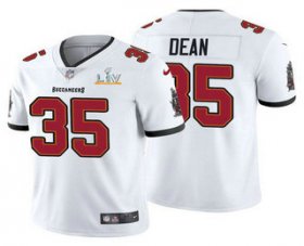 Wholesale Cheap Men\'s Tampa Bay Buccaneers #35 Jamel Dean White 2021 Super Bowl LV Limited Stitched NFL Jersey