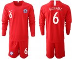 Wholesale Cheap Chile #6 Gutierrez Home Long Sleeves Soccer Country Jersey