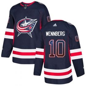 Wholesale Cheap Adidas Blue Jackets #10 Alexander Wennberg Navy Blue Home Authentic Drift Fashion Stitched NHL Jersey