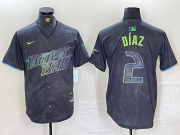 Cheap Men's Tampa Bay Rays #2 Yandy Diaz Charcoal 2024 City Connect Limited Stitched Jersey