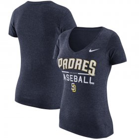 Wholesale Cheap San Diego Padres Nike Women\'s Practice 1.7 Tri-Blend V-Neck T-Shirt Heathered Navy