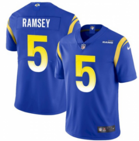 Wholesale Cheap Men\'s Los Angeles Rams #5 Jalen Ramsey Royal Vapor Untouchable Limited Stitched Jersey