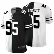 Cheap Cleveland Browns #95 Myles Garrett Men's Black V White Peace Split Nike Vapor Untouchable Limited NFL Jersey