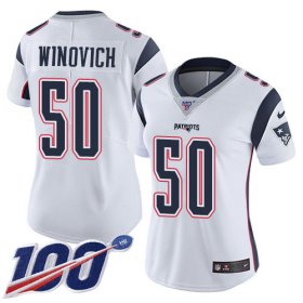 Wholesale Cheap Nike Patriots #50 Chase Winovich White Women\'s Stitched NFL 100th Season Vapor Limited Jersey