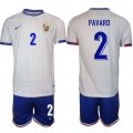 Cheap Men's France #2 Benjamin Pavard White 2024-25 Away Soccer Jersey Suit