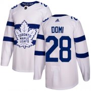 Wholesale Cheap Adidas Maple Leafs #28 Tie Domi White Authentic 2018 Stadium Series Stitched NHL Jersey