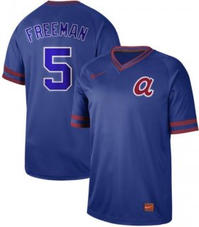 Wholesale Cheap Nike Braves #5 Freddie Freeman Royal Authentic Cooperstown Collection Stitched MLB Jersey