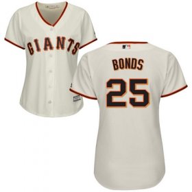 Wholesale Cheap Giants #25 Barry Bonds Cream Home Women\'s Stitched MLB Jersey