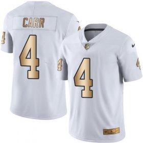 Wholesale Cheap Nike Raiders #4 Derek Carr White Men\'s Stitched NFL Limited Gold Rush Jersey