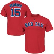 Wholesale Cheap Boston Red Sox #15 Dustin Pedroia Majestic Official Name and Number T-Shirt Red