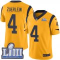 Wholesale Cheap Nike Rams #4 Greg Zuerlein Gold Super Bowl LIII Bound Men's Stitched NFL Limited Rush Jersey