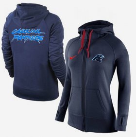 Wholesale Cheap Women\'s Nike Carolina Panthers Full-Zip Performance Hoodie Dark Blue