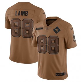 Wholesale Cheap Men\'s Dallas Cowboys #88 CeeDee Lamb 2023 Brown Salute To Service Limited Football Stitched Jersey