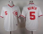 Wholesale Cheap Reds #5 Johnny Bench White 1990 Turn Back The Clock Stitched MLB Jersey
