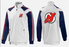 Wholesale Cheap NHL New Jersey Devils Zip Jackets White-3