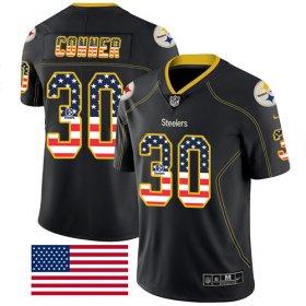 Wholesale Cheap Nike Steelers #30 James Conner Black Men\'s Stitched NFL Limited Rush USA Flag Jersey