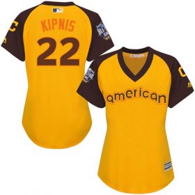 Wholesale Cheap Indians #22 Jason Kipnis Gold 2016 All-Star American League Women\'s Stitched MLB Jersey