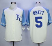 Wholesale Cheap Royals #5 George Brett Cream Exclusive Vintage Stitched MLB Jersey