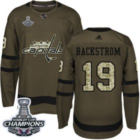 Wholesale Cheap Adidas Capitals #19 Nicklas Backstrom Green Salute to Service Stanley Cup Final Champions Stitched Youth NHL Jersey