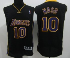 Wholesale Cheap Los Angeles Lakers #10 Steve Nash Black With Purple Swingman Jersey