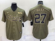 Wholesale Cheap Men's Atlanta Braves #27 Austin Riley 2021 Olive Salute To Service Limited Stitched Jersey
