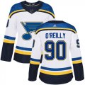 Wholesale Cheap Adidas Blues #90 Ryan O'Reilly White Road Authentic Women's Stitched NHL Jersey