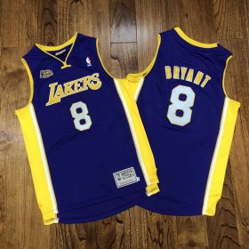 Wholesale Cheap Men\'s Los Angeles Lakers #8 Kobe Bryant Purple 2000-01 NBA Champions Patch Hardwood Classics Jersey
