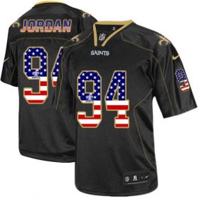 Wholesale Cheap Nike Saints #94 Cameron Jordan Black Men\'s Stitched NFL Elite USA Flag Fashion Jersey