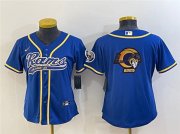 Wholesale Cheap Women's Los Angeles Rams Royal Team Big Logo With Patch Cool Base Stitched Baseball Jersey(Run Small)
