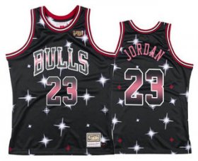 Wholesale Cheap Men\'s Chicago Bulls #23 Michael Jordan Starry Black Hardwood Classics Soul Swingman Throwback Jersey