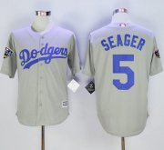 Wholesale Cheap Dodgers #5 Corey Seager Grey New Cool Base 2018 World Series Stitched MLB Jersey