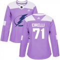 Cheap Adidas Lightning #71 Anthony Cirelli Purple Authentic Fights Cancer Women's Stitched NHL Jersey