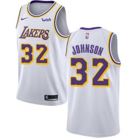 Wholesale Cheap Lakers #32 Magic Johnson White Basketball Swingman Association Edition Jersey