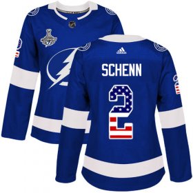Cheap Adidas Lightning #2 Luke Schenn Blue Home Authentic USA Flag Women\'s 2020 Stanley Cup Champions Stitched NHL Jersey