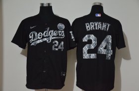 Wholesale Cheap Men\'s Los Angeles Dodgers #24 Kobe Bryant Black Silver Mamba Stitched MLB Cool Base Nike Jersey