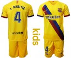 Wholesale Cheap Barcelona #4 I.Rakitic Away Kid Soccer Club Jersey