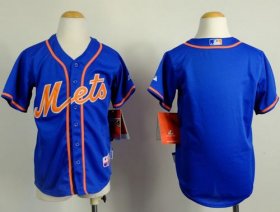 Wholesale Cheap Mets Blank Blue Alternate Home Cool Base Stitched Youth MLB Jersey