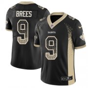 Wholesale Cheap Nike Saints #9 Drew Brees Black Team Color Men's Stitched NFL Limited Rush Drift Fashion Jersey