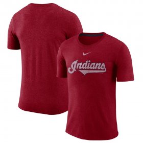 Wholesale Cheap Cleveland Indians Nike Wordmark Tri-Blend T-Shirt Red