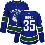 Wholesale Cheap Adidas Canucks #35 Thatcher Demko Blue Home Authentic Women's Stitched NHL Jersey