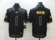 Wholesale Cheap Men's New England Patriots #1 Cam Newton Black Gold 2020 Salute To Service Stitched NFL Nike Limited Jersey