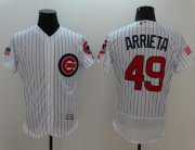 Wholesale Cheap Cubs #49 Jake Arrieta White Fashion Stars & Stripes Flexbase Authentic Stitched MLB Jersey