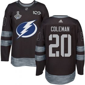 Cheap Adidas Lightning #20 Blake Coleman Black 1917-2017 100th Anniversary 2020 Stanley Cup Champions Stitched NHL Jersey
