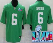 Cheap Men's Philadelphia Eagles #6 DeVonta Smith Limited Green Rush Super Bowl LVII Vapor Jersey