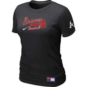 Wholesale Cheap Women\'s Atlanta Braves Nike Short Sleeve Practice MLB T-Shirt Black