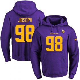 Wholesale Cheap Nike Vikings #98 Linval Joseph Purple(Gold No.) Name & Number Pullover NFL Hoodie