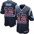 Wholesale Cheap Nike Patriots #12 Tom Brady Navy Blue Team Color Men's Stitched NFL Limited Strobe Jersey
