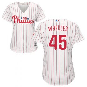 Wholesale Cheap Phillies #45 Zack Wheeler White(Red Strip) Home Women\'s Stitched MLB Jersey